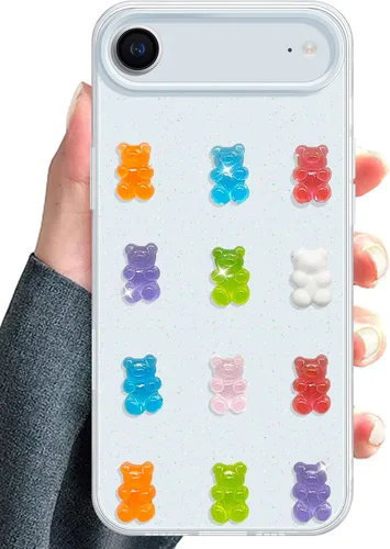 Miniatura 12 de UnnFiko Funda Transparente Bonita para Teléfono iPhone 13 mini, Osos de Dibujos Animados Súper Kawaii, Fundas Protectoras Suaves para Teléfono