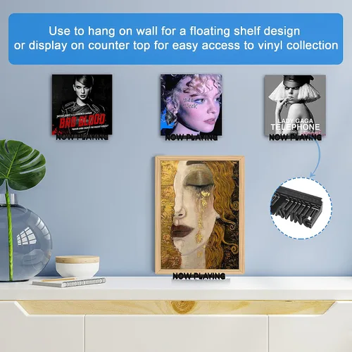 Miniatura 4 de Estante de discos de vinilo de alta calidad, soporte flotante para coleccionistas de vinilo, decoración del hogar y la oficina, exhibición de tienda
