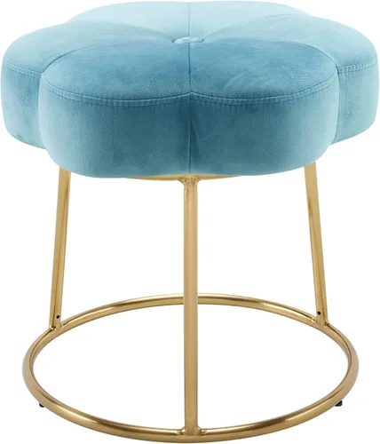 Miniatura 17 de Linon Talulah - Taburete decorativo y tocador azul claro y dorado