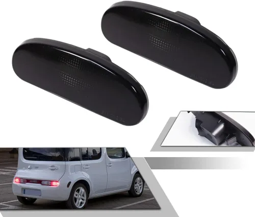Miniatura 11 de Lente ahumada LED roja luz de marcador lateral trasera lámpara de guardabarros compatible con NISSAN CUBE 2009-2014 26195-1FC0A