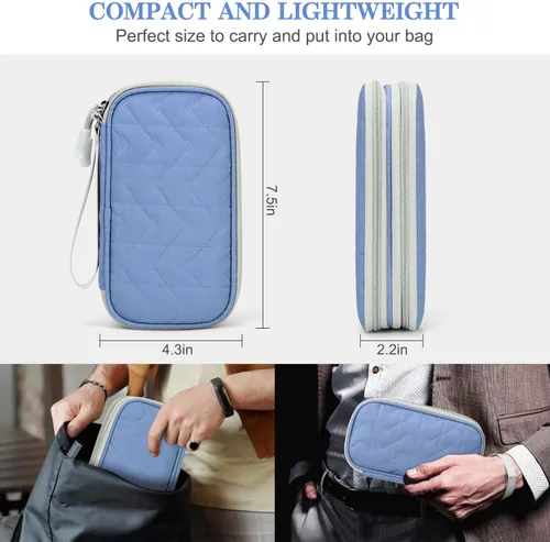 Miniatura 2 de FYY Organizador para accesorios electrónicos, para viajes, para cables, celular y cargadores, estuche portátil, impermeable, doble capa, bolsa