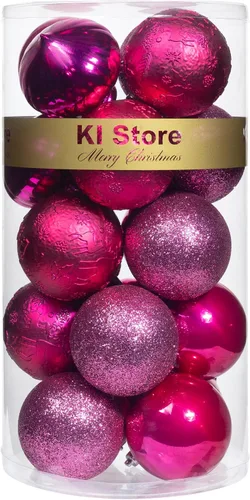 Miniatura 15 de KI Store Bolas de Navidad Borgoña 34 piezas 2.36-Pulgadas Adornos de Decoración para Árbol de Navidad para Árbol de Navidad Vacaciones Corona
