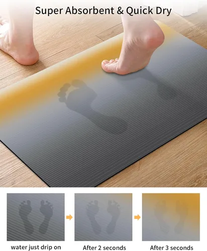 Miniatura 3 de Tapete de baño gris degradado para bañera, antideslizante, de secado rápido y absorbente, tierra de diatomeas, cocina, ducha, fregadero, lavable