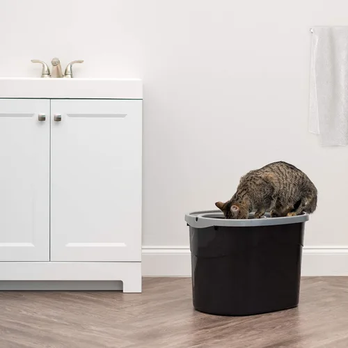 Miniatura 9 de IRIS USA - Caja de arena grande para gatos, con entrada superior, tapa de captura de arena y pala, a prueba de perros, caja de arena cerrada