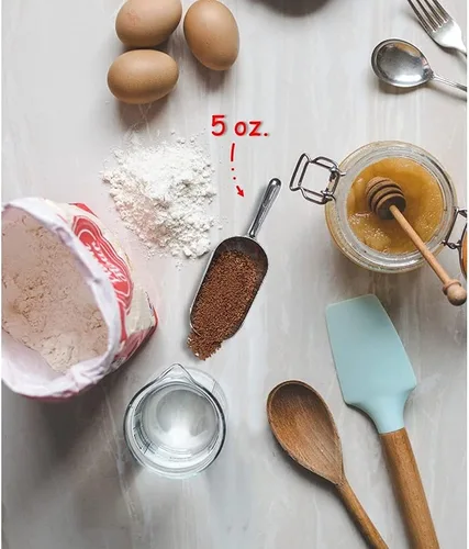 Miniatura 7 de Cuchara de aluminio fundido, 5 onzas, fondo redondo, pequeña cuchara de hielo para uso multiusos, con mango de ranura para dedos