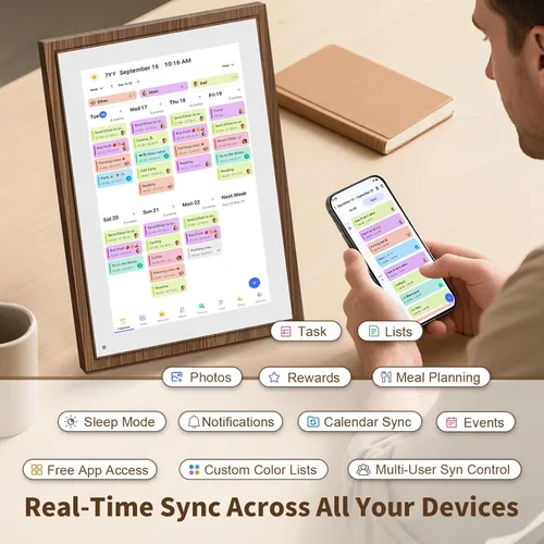 Miniatura 3 de Calendario Digital de 10.1 Pulgadas Tabla de Tareas con Pantalla Táctil - Pantalla Interactiva Full HD, Planificador Familiar Montable en Pared
