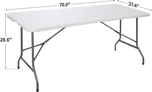 Miniatura 3 de ZENY Mesa plegable de 6 pies, mesa portátil de picnic, mesa de plástico para picnic interior y exterior, mesa para fiestas, camping, mesa plegable