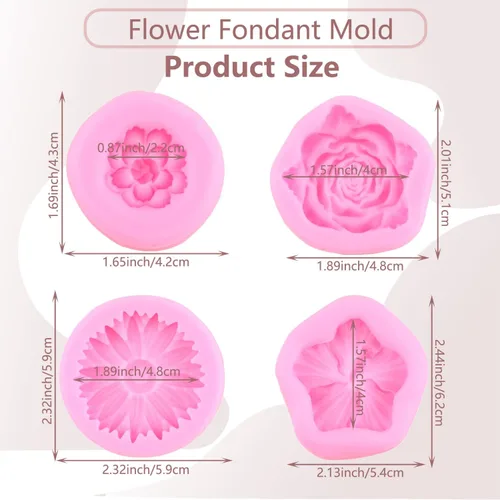 Miniatura 3 de Molde de silicona de flor de hibisco, moldes de fondant de orquídeas de hibisco, molde de flores de crisantemo, moldes de flores de cerezo