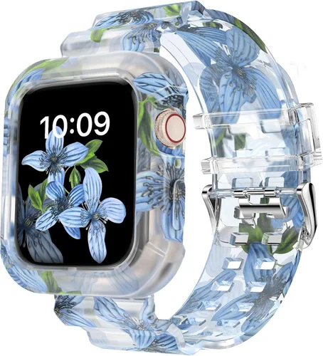 Miniatura 23 de DABAOZA - Correa compatible con Apple Watch de 49 mm, 46 mm, 45 mm, 44 mm, 42 mm, 41 mm, 40 mm, 38 mm, con protector, correa de TPU brillante