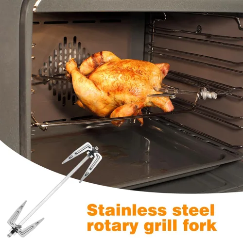 Miniatura 8 de DOITOOL Freidora de aire de acero inoxidable de 9.84 pulgadas, tenedor asador, parrilla de pollo asado universal, barra de asador para barbacoa