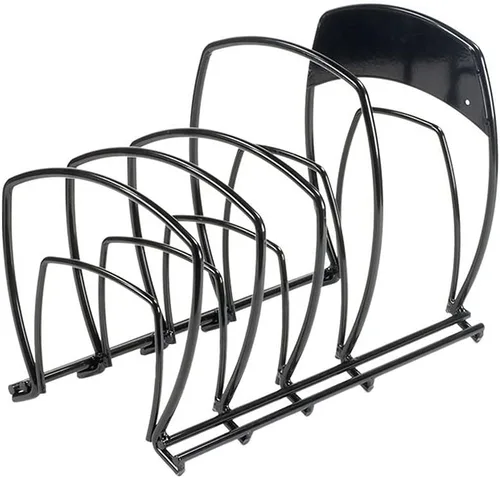 Lodge Organizador de almacenamiento de utensilios de cocina de hierro fundido de 5 niveles, construcción de acero, negro mate