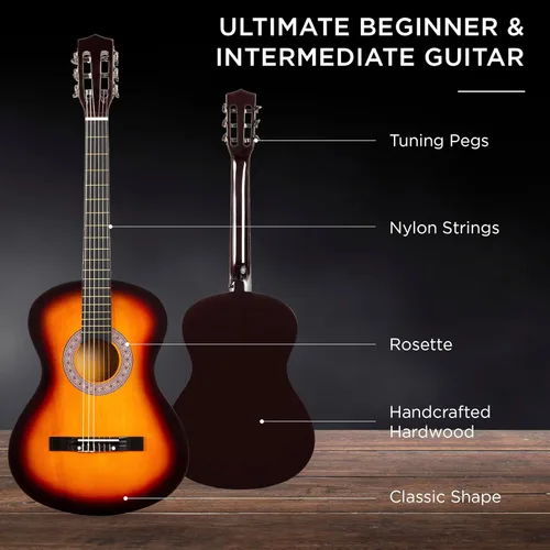 Miniatura 4 de Best Choice Products Kit de Iniciación de Guitarra Acústica de Madera Completa para Principiantes de 38 Pulgadas con Funda de Transporte, 6 Púas