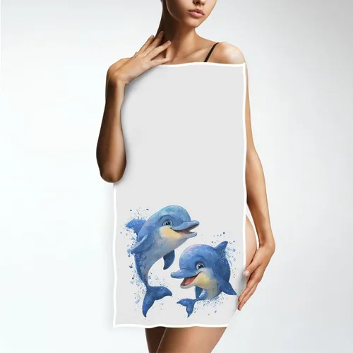 Miniatura 4 de Pfrewn Blue Dolphins - Toallas de mano de 16 x 30 pulgadas, toalla de baño de animales, ultra suave, altamente absorbente, toalla de baño pequeña