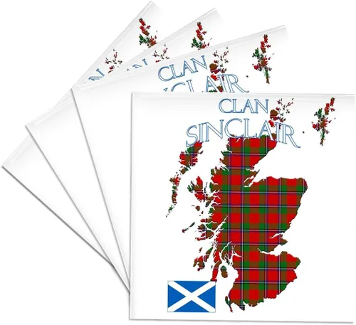 Miniatura 10 de 3dRose Outline of Scotland with the Sinclair Clan Family Tartan. Set of 8 Coasters - Soft