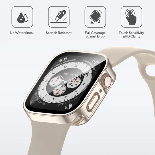 Miniatura 3 de Paquete de 4 fundas impermeables compatibles con Apple Watch de 1.732 pulgadas (1.732 in) Series 6/5/4/SE con protector de pantalla de vidrio