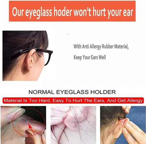 Miniatura 8 de Ganchos de silicona para lentes de oreja, soporte de correa para lentes deportivos, puntas de sien, retenedores de gafas, antideslizantes, elásticos