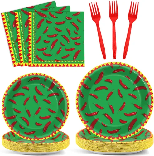 Miniatura 15 de 100 piezas de platos y servilletas para fiesta mexicana, suministros de fiesta Mayo México, vajilla mexicana, juego de vajilla, decoraciones