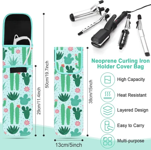Miniatura 2 de Shappy Funda de Viaje para Rizador de 2 Piezas Resistente al Calor Funda Soporte para Plancha Plana Manga de Neopreno para Alisador y Bolsa Plana