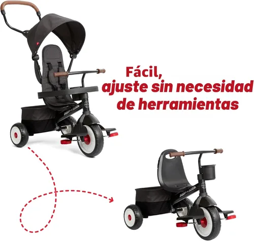 Miniatura 4 de Radio Flyer Stroll 'N Trike 4 en 1, cochecito convertible a triciclo para niños pequeños de 1 a 5 años, crece con tu hijo Negro