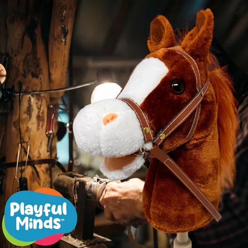 Miniatura 4 de Barra para Montar Caballo Nature Bound Barras de Caballo de Pasatiempo de Peluche Hechas a Mano Cabeza Cosida a Mano, Barra de Madera Resistente