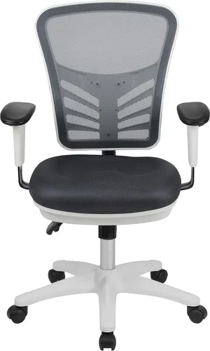 Miniatura 7 de Flash Furniture Nicholas Silla Giratoria de Respaldo Medio para Oficina y Juegos, Silla de Oficina Ergonómica de Malla con Soporte Lumbar y Altura
