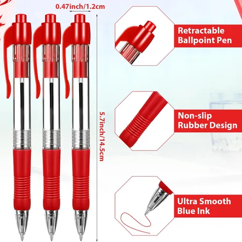 Miniatura 2 de Fainne Paquete de 200 Bolígrafos Retráctiles de Punta de Bola 1.0 mm Punta Media Recargables de Escritura Suave con Clic y Agarre para Trabajo Tinta