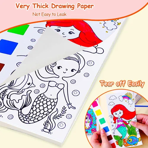 Miniatura 5 de JUNQIU - Paquete de 4 libros de pintura con agua para niños, pintura de acuarela, libros para colorear para niños pequeños, juego de pintura mágica