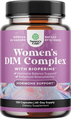 Potente suplemento DIM para mujeres, equilibrio hormonal para mujeres con DIM y pimienta negra apoyo para la menopausia y alivio del síndrome