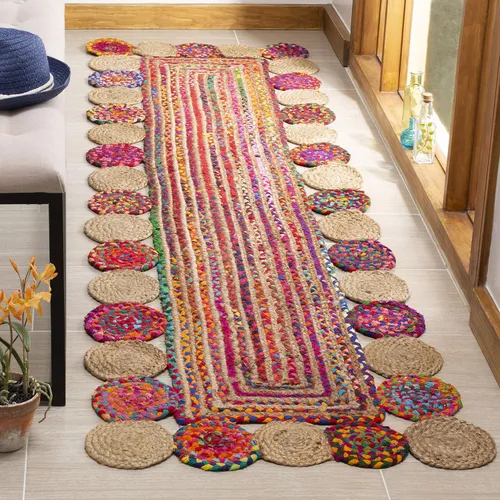 Miniatura 18 de SAFAVIEH Cape Cod Collection - Alfombra decorativa, 4 x 6 pies, beige y multicolor, hecha a mano de yute y algodón, trenzada estilo bohemio, ideal