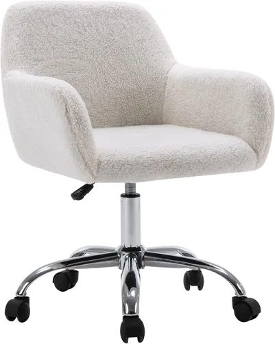 Miniatura 20 de KCC Silla de Tocador de Maquillaje de Tela de Pana, Sillón Giratorio Esponjoso Moderno con Ruedas, Tapizada Mullida de Altura Ajustable para Niñas