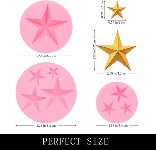 Miniatura 2 de Molde de silicona con forma de estrella, 3 paquetes de moldes de fondant de estrellas para decoración de tartas, cupcakes, arcilla de chocolate