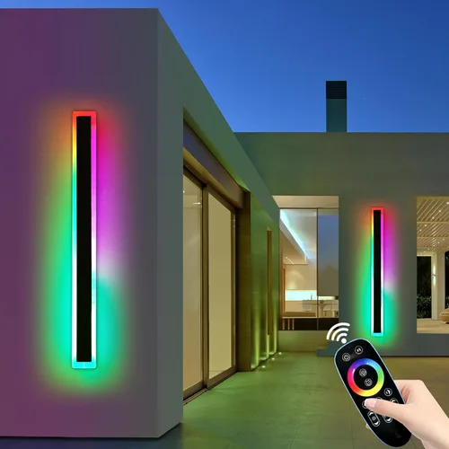 Miniatura 17 de Luz de pared exterior moderna de 47 pulgadas, accesorios de iluminación exterior de acrílico negro de 3000K, montaje en pared, luces de porche
