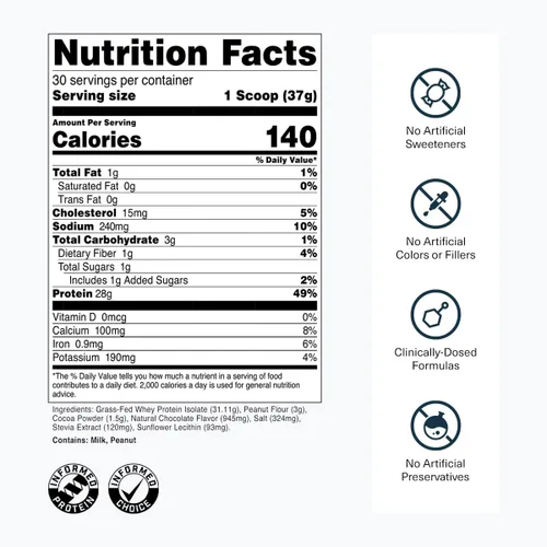 Miniatura 3 de Transparent Labs Aislado de proteína de suero de leche alimentado con pasto, sabor natural, sin gluten, proteína de suero en polvo con 0.99 oz