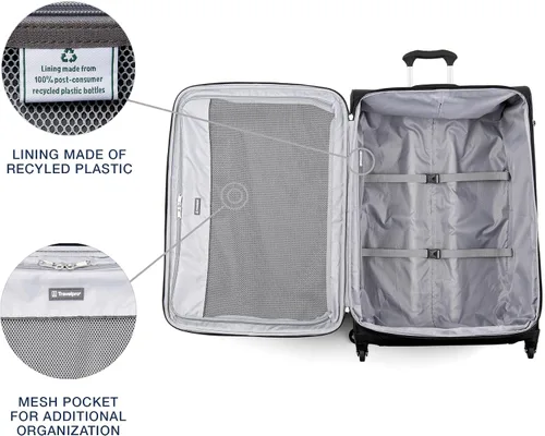 Miniatura 134 de Travelpro Maxlite 5 - Juego de 2 piezas de equipaje de mano de tela, expandibles con 4 ruedas giratorias, bolso blando para debajo del asiento, Negro