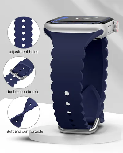 Miniatura 7 de Sunnywoo - Correa deportiva de encaje de silicona compatible con Apple Watch de 38, 40, 41, 42, 44, 45, 46 y 49 mm para mujeres, correa de muñeca
