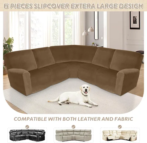 Miniatura 626 de Arfntevss Fundas de sofá seccional reclinable de terciopelo, Funda de sofá seccional de esquina para sofá reclinable, Funda elástica suave