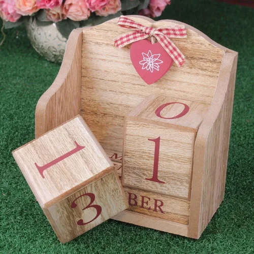 Miniatura 2 de Bloques de madera para bricolaje, calendario de escritorio perpetuo diario, accesorios de fotografía, manualidades de Navidad, decoración de oficina