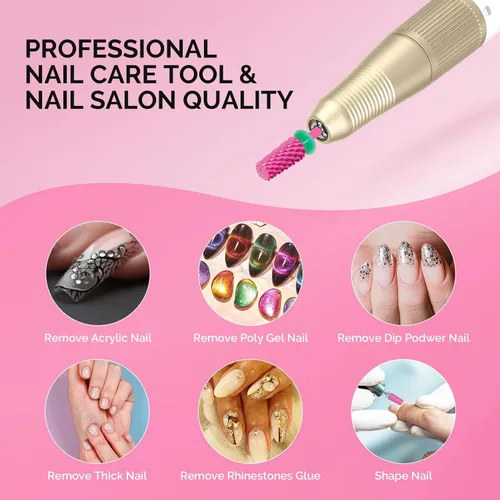 Miniatura 6 de MelodySusie Brocas de barril cónico para uñas, brocas de tungsteno de carburo de 3/32 pulgadas, adecuadas para manicura, pedicura, cutícula, esmalte