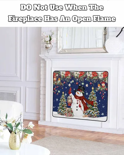 Miniatura 73 de Cubierta magnética azul para chimenea, detiene la pérdida de calor, pantalla de chimenea para interiores, bolas de gnomos de Navidad, árbol de copo