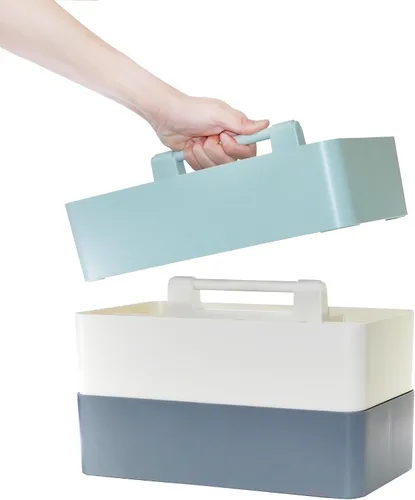 Miniatura 31 de Cesta grande portátil, divisores DIY, 8 compartimentos, organizador para suministros escolares, de oficina, para el hogar y negocios, cesta portátil