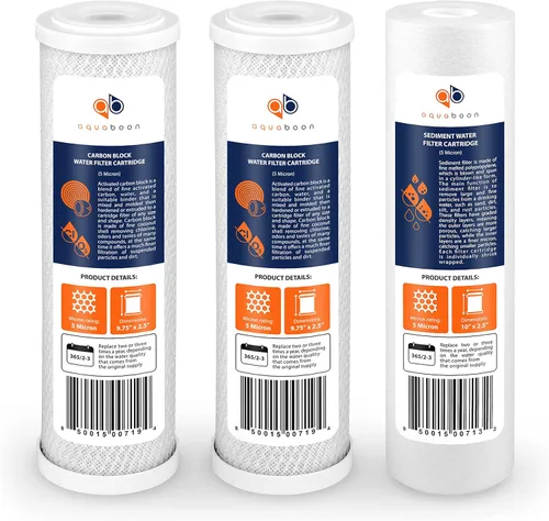 Miniatura 11 de Aquaboon Juego de 2 cartuchos de filtros de agua de 5 micrones, 10 x 2.5 pulgadas, compatible con WHKF-WHWC, P5, WHKF-GD05