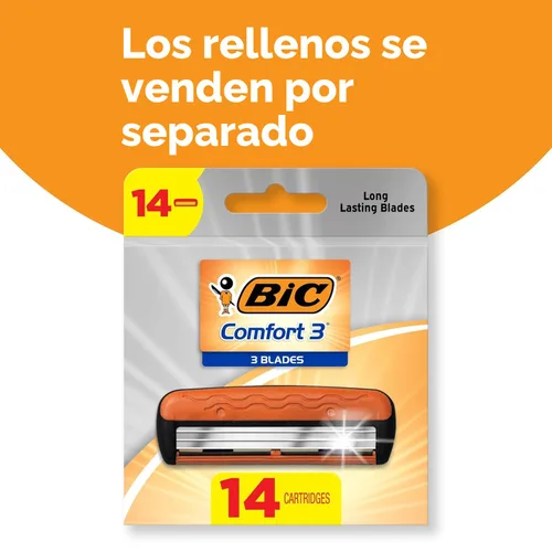 Miniatura 3 de Maquinilla de afeitar recargable BIC Comfort 3 de tres hojas para hombre, maquinilla de afeitar para piel sensible para un afeitado cómodo, 1 mango