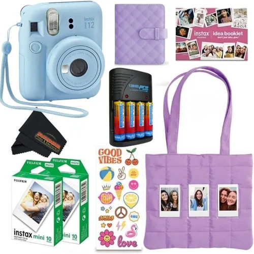 Miniatura 10 de FUJIFILM INSTAX Mini 12 Holiday Bundle 2025 con película extra Instax Mini + 4 pilas AA y paño de limpieza de microfibra Sunshine Photo