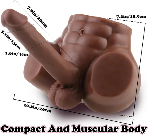 Miniatura 6 de Muñeca sexual masculina para mujeres con consolador enorme de 7.7 pulgadas, muñeca sexual de torso para adultos para masturbación femenina, juguete