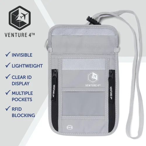 Miniatura 7 de Venture 4th bolsa de cuello de viaje con traba RFID, Plateado), V4-01-NP-SL