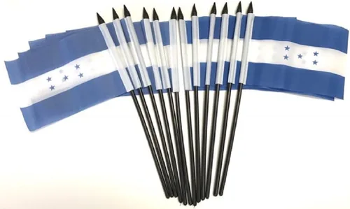 Miniatura 75 de Paquete de 12 banderas de escritorio de oficina en miniatura de poliéster internacional de 4 x 6 pulgadas, 1 docena de banderas pequeñas de 4 x 6