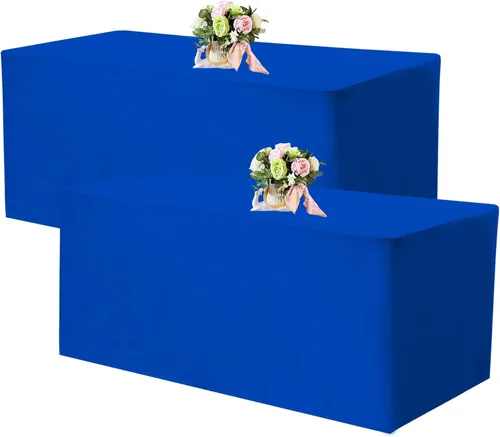 Miniatura 15 de Paquete de 2 manteles ajustables de 48 x 30 pulgadas, manteles rectangulares para mesas de 4 pies, mantel de tela de poliéster lavable para fiestas