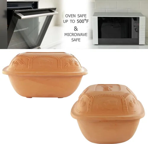 Miniatura 5 de Eurita - Asador de arcilla de 7.2 cuartos de galón, loza antiadherente, sin toxinas, cocina saludable en olla de arcilla, horno holandés de cocina