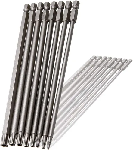 Wolfride Juego de 8 puntas de destornillador de cabeza Torx de 1/4 de pulgada con vástago hexagonal Torx Brocas T8 T10 T15 T20 T25 T27 T30 T40 Torx