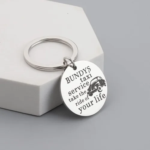 Miniatura 3 de OKEYCH Regalo inspirado en el asesino en serie, Bundys Taxi Service Take The Ride Of Your Life Llavero Serial Killer Fan Jewelry